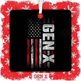 Generation X Gen Xer Gen X American Flag Gen X Metalen Ornament