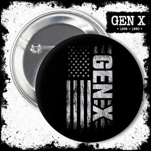 Generation X Gen Xer Gen X American Flag Gen X Ronde Button 5,7 Cm