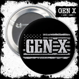 Generation X Gen Xer Trots Amerikaanse vlag Gen X Ronde Button 5,7 Cm