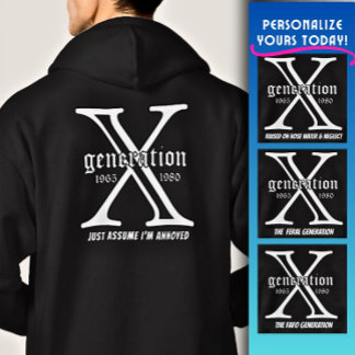 Generation X Pas jaar en achterkant Quote aan Hoodie