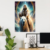 (Généré par AI ) Jésus sur une affiche d'ours pola (Bureau à domicile)