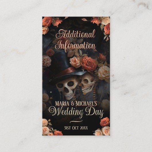 Generic Gothic  Kissing Skeletons Bruiloft Informatiekaartje (Voorkant)