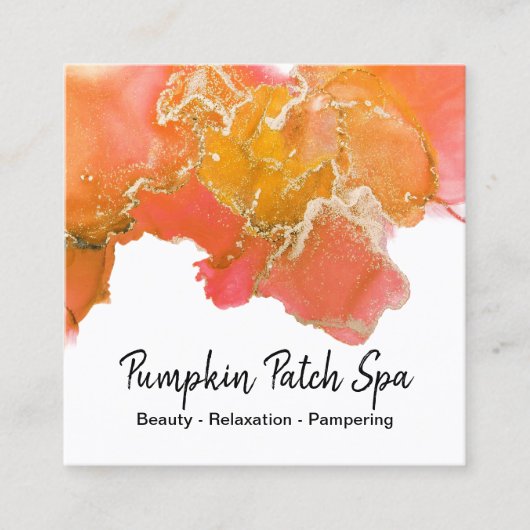 *~* Generic - Haarnagels Lashes Orange Pink Gold Vierkante Visitekaartje (Voorkant)