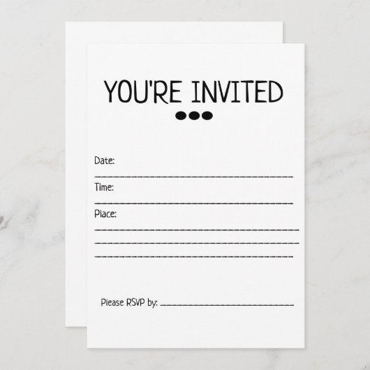 Generiek U wordt uitgenodigd Kaart (Voorkant / Achterkant)