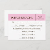 Generieke Bleke roze RSVP-reactiekaart RSVP Kaartje (Voorkant / Achterkant)