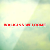 Generieke Walk-Ins Welkom, rood wit Raamsticker (Vel 3)