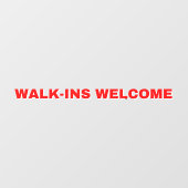 Generieke Walk-Ins Welkom, rood wit Raamsticker (Vel)