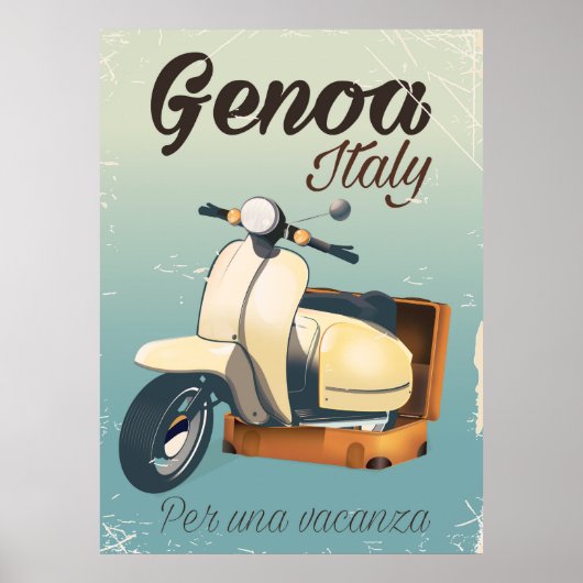 Gênes Italie Pour des vacances affiche vintage (Devant)