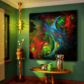 Genèse Bleu Art Abstrait Enveloppé Toile Imprimer