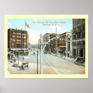 Genesee & Water Street, Syracuse, Vintage van New Poster