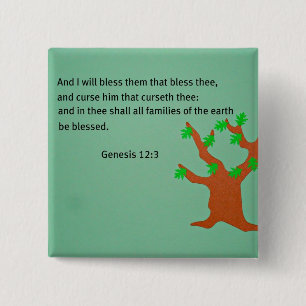Genesis 12:3 vierkante button 5,1 cm