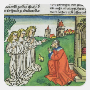 Genesis 18 2 Abraham en de Drie Angels, uit de Vierkante Sticker