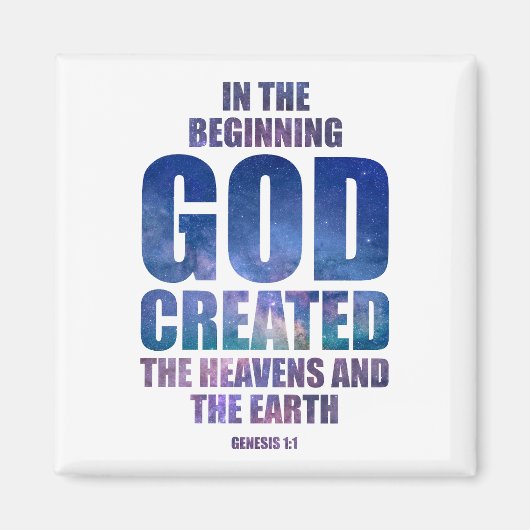 Genesis 1:1 In het begin Creëer GOD het universum Magneet (Voorkant)