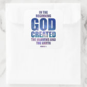 Genesis 1:1 In het begin Creëer GOD het universum Vierkante Sticker (Tas)