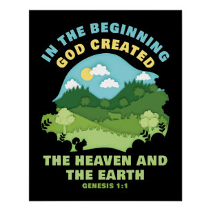 Genesis 1:1 in het beginproduct Creëer - Faith Perfect Poster