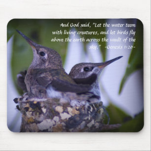 Genesis 1:20 Juveniele kolibries Mousepad Muismat