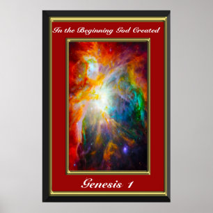 Genesis 1 In het begin maakte God rood Poster