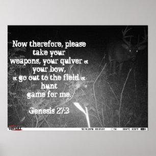Genesis 27:3 Trail Camera Monster Buck Poster