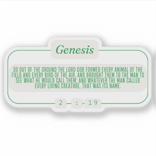 Genesis 2:19 sticker (Voorkant)