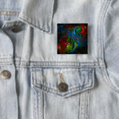 Genesis Blue Abstract Art Button (vierkant) (In situ)