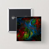 Genesis Blue Abstract Art Button (vierkant) (Voorkant /achterkant)