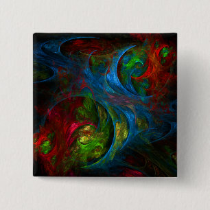 Genesis Blue Abstract Art Button (vierkant)