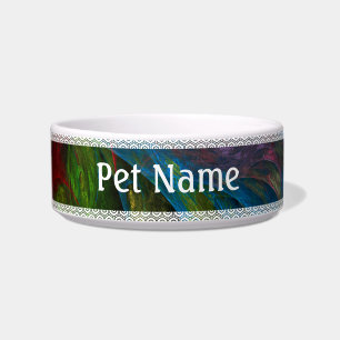 Genesis Blue Abstract Art Cat Bowl Voerbakje