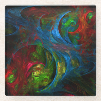 Genesis Blue Abstracte Art Glazen Onderzetter