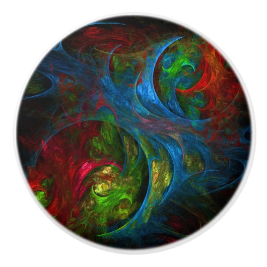 Genesis Blue Abstracte Art Keramische Knop (Voorkant)