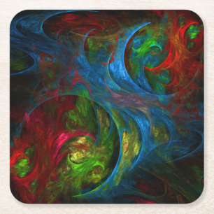 Genesis Blue Abstracte Art Vierkante Kartonnen Onderzetter