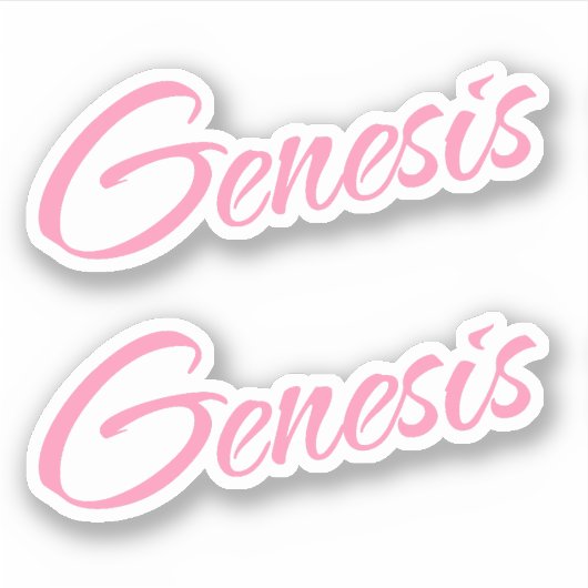 Genesis Decoratieve Naam in Roze x2 Sticker (Voorkant)