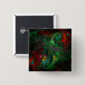 Genesis Green Abstract Art Button (vierkant) (Voorkant /achterkant)