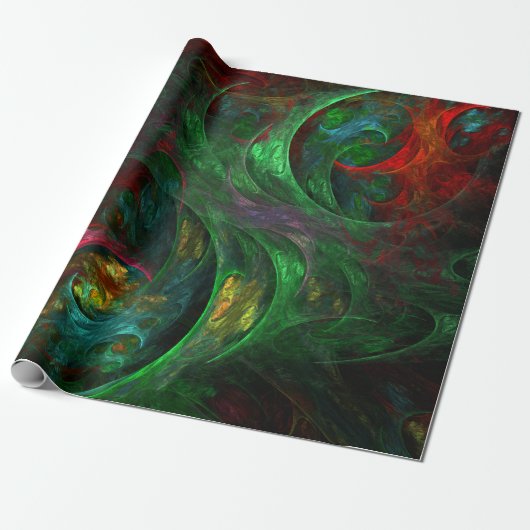 Genesis Green Abstract Art Cadeaupapier (Uitgerold)
