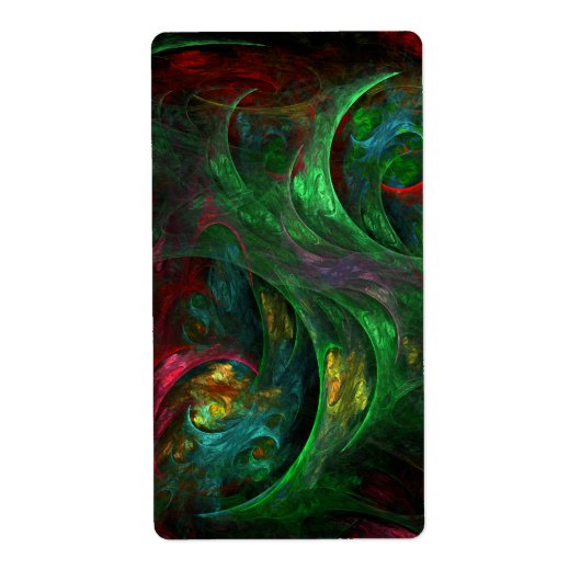 Genesis Green Abstract Art Fractal Etiket (Voorkant)
