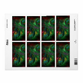 Genesis Green Abstract Art Fractal Etiket (Full Sheet)