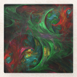 Genesis Green Abstract Art Glazen Onderzetter