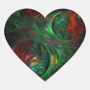 Genesis Green Abstract Art Heart Sticker