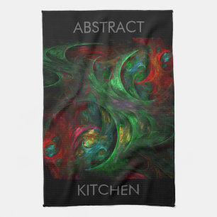 Genesis Green Abstract Art Kitchen Towel Theedoek
