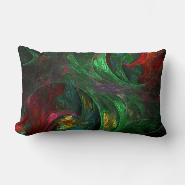Genesis Green Abstract Art Lumbar Pillow Kussen (Voorkant)
