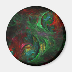 Genesis Green Abstract Art Round Magnet Magneet