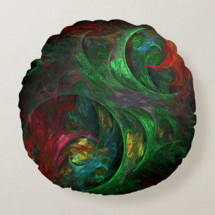 Genesis Green Abstract Art Round Pillow Rond Kussen