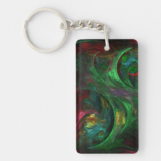 Genesis Green Abstract Art Sleutelhanger (Voorkant)