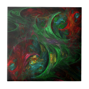 Genesis Green Abstract Art Tile Tegeltje