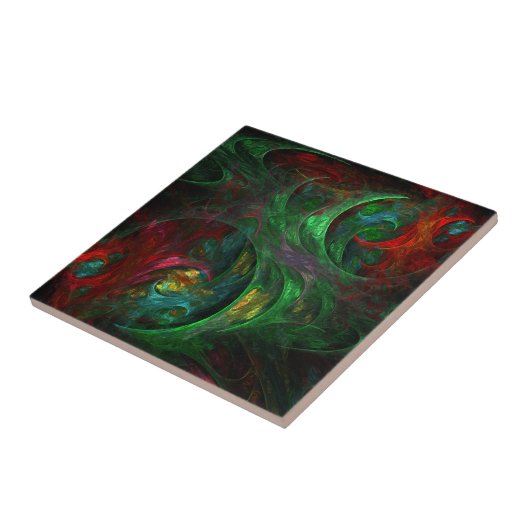 Genesis Green Abstract Art Tile Tegeltje (Zijkant)