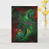 Genesis Green Abstract Art Wenskaart Kaart (Gele Bloem)