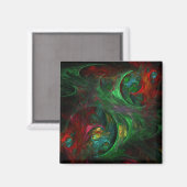 Genesis Green Abstrait Art Carré Magnet (Recto/Verso)
