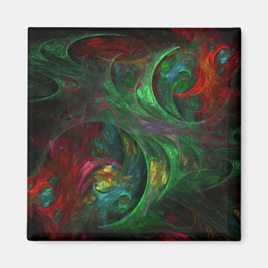 Genesis Green Abstrait Art Carré Magnet (Devant)