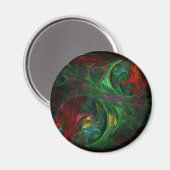 Genesis Green Abstrait Art Round Magnet (Recto/Verso)