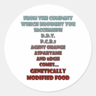 genetisch gemodificeerde levensmiddelen ronde sticker