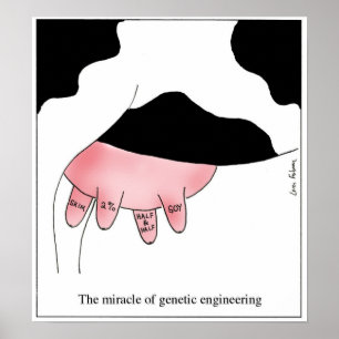 Genetische Engineering Cow GGO-uier-Cartoon Poster